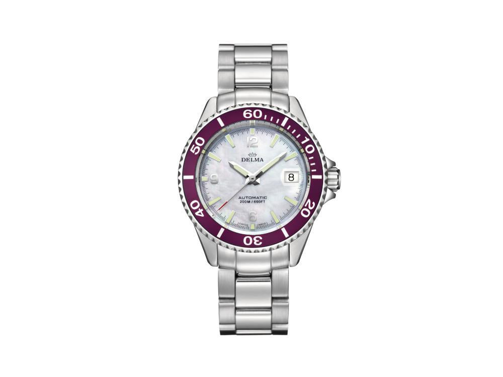 Delma Diver Ladies Santiago Automatik Uhr, Weiss, 37mm, 20 atm, 41702.545.1.516