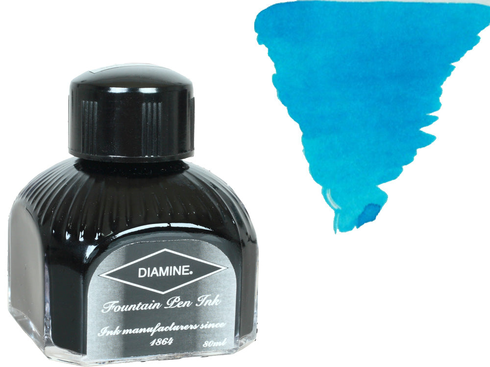 Diamine Tintenfass, 80ml., Aqua Blue, Italianische Glass