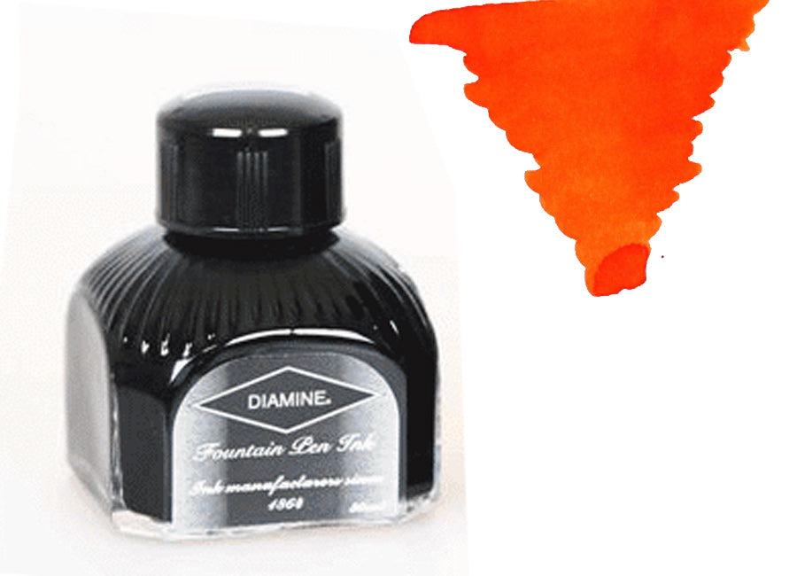 Diamine Tintenfass, 80ml., Blaze Orange, Italianische Glass Flasche