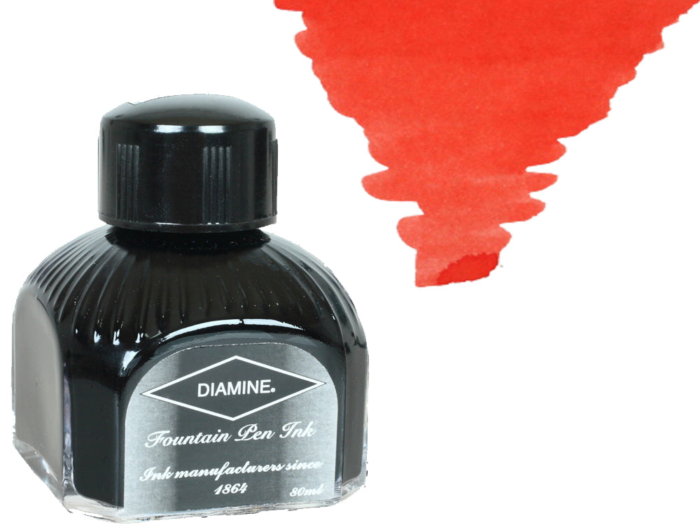 Diamine Tintenfass, 80ml., Brilliant Red, Italianische Glass Flasche