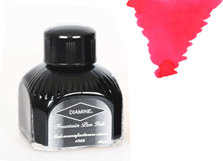 Diamine Tintenfass, 80ml., Cerise, Italianische Glass Flasche