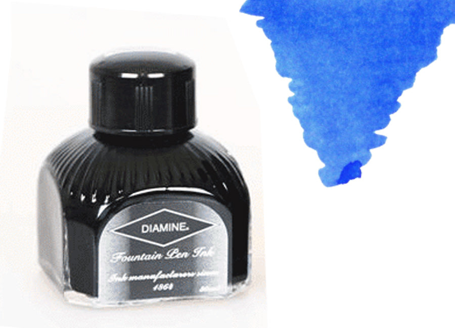 Diamine Tintenfass, 80ml., China Blue, Italianische Glass Flasche