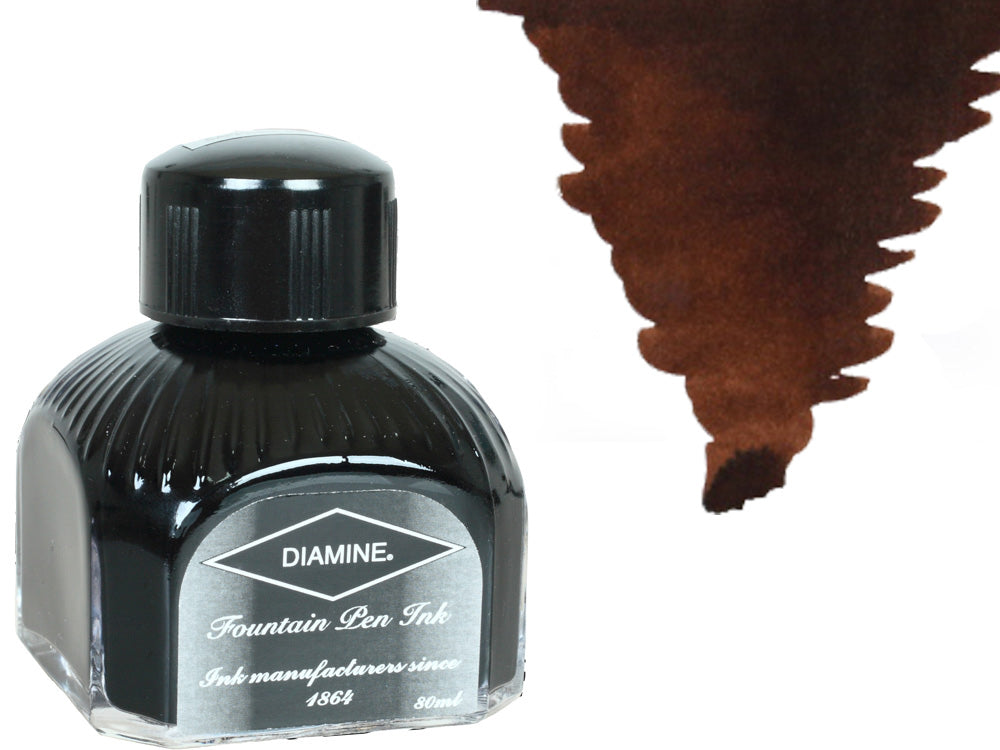 Diamine Tintenfass, 80ml., Chocolate Brown, Italianische Glass Flasche