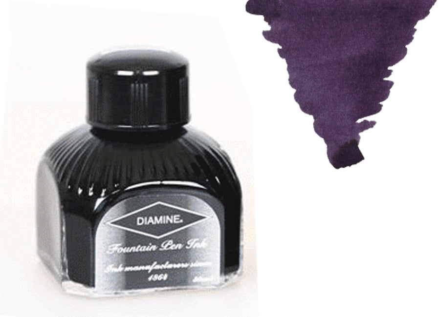 Diamine Tintenfass, 80ml., Damson, Italianische Glass Flasche