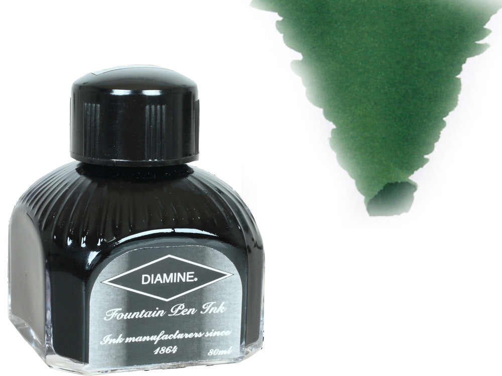 Diamine Tintenfass, 80ml., Emerald, Italianische Glass Flasche