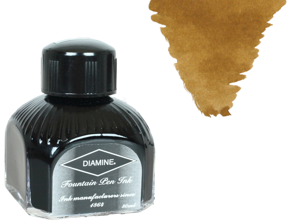 Diamine Tintenfass, 80ml., Golden Brown, Italianische Glass Flasche