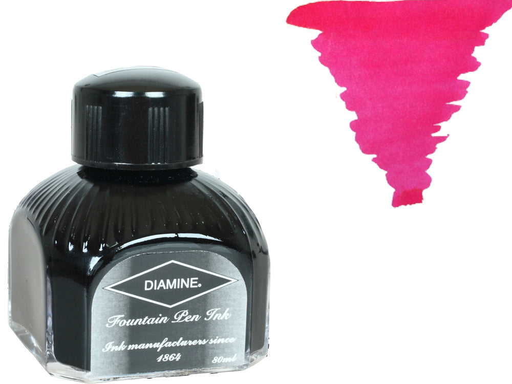 Diamine Tintenfass, 80ml., Hope Pink, Italianische Glass Flasche