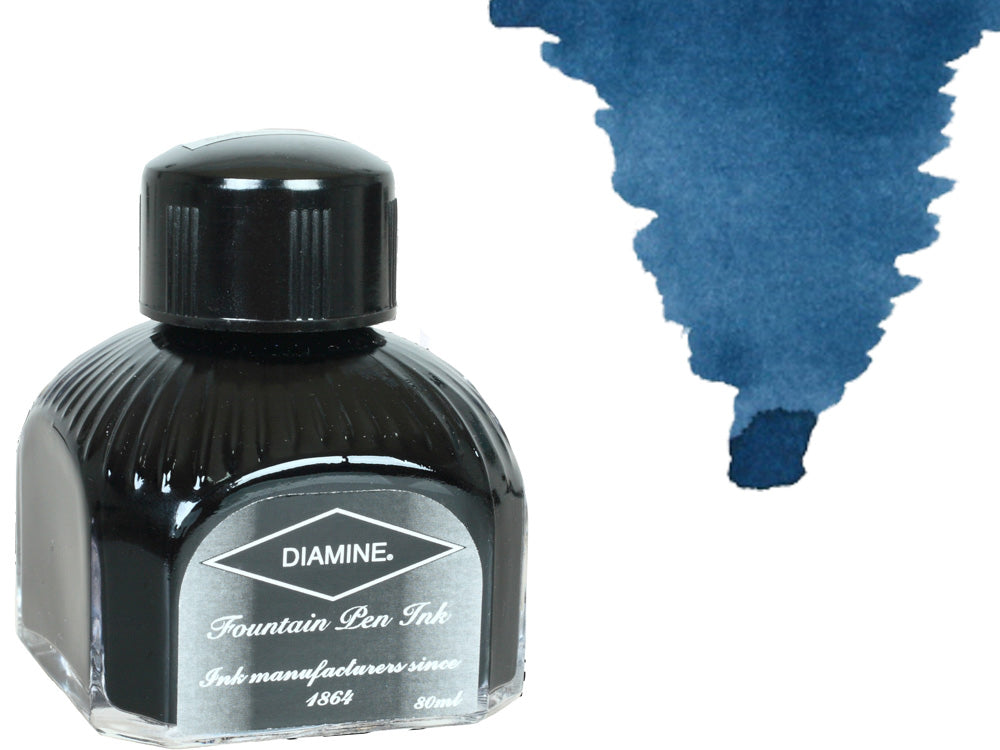 Diamine Tintenfass, 80ml., Indigo, Italianische Glass Flasche