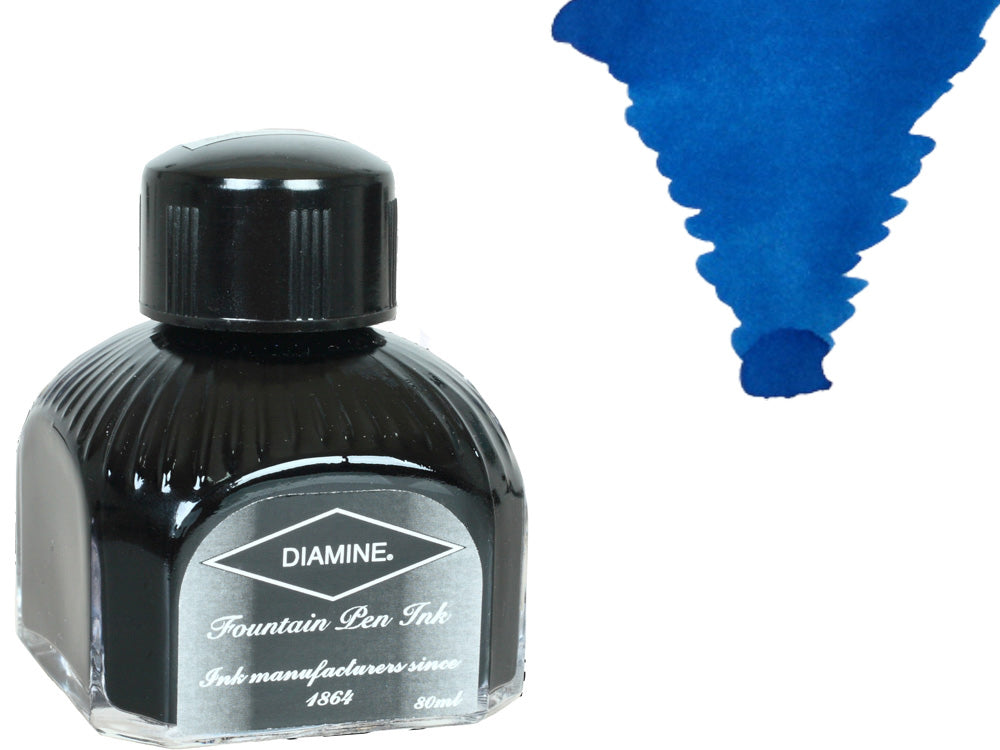 Diamine Tintenfass, 80ml., Kensington Blue, Italianische Glass Flasche