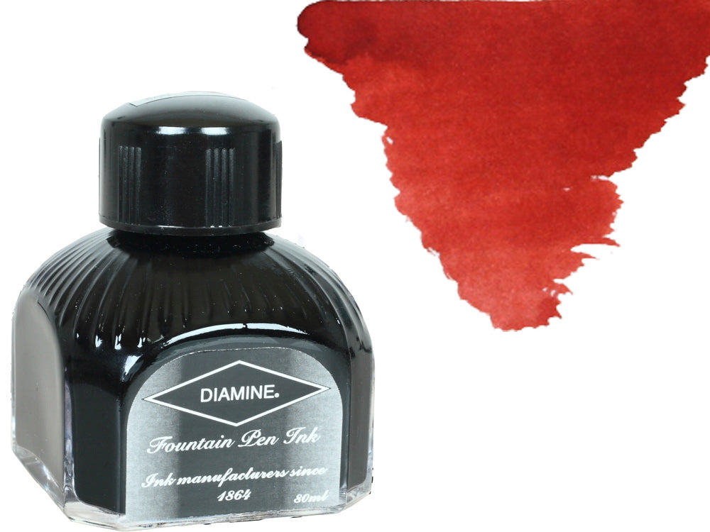 Diamine Tintenfass, 80ml., Monaco Red, Italianische Glass Flasche