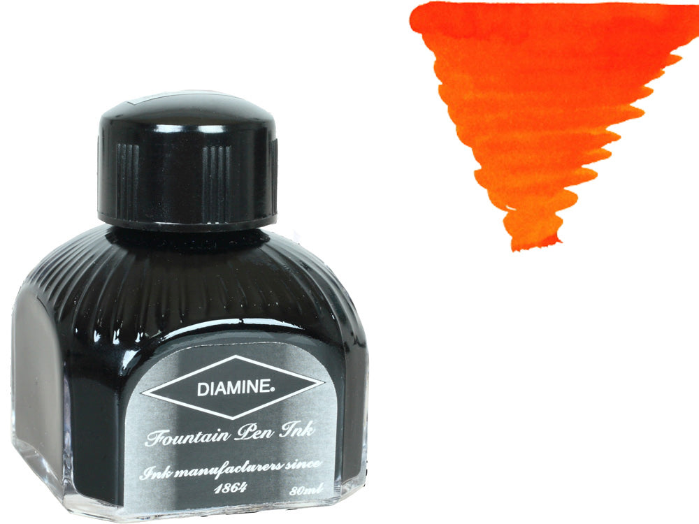 Diamine Tintenfass, 80ml., Orange, Italianische Glass Flasche