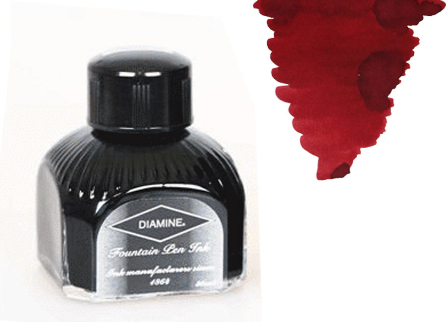 Diamine Tintenfass, 80ml., Oxblood, Italianische Glass Flasche