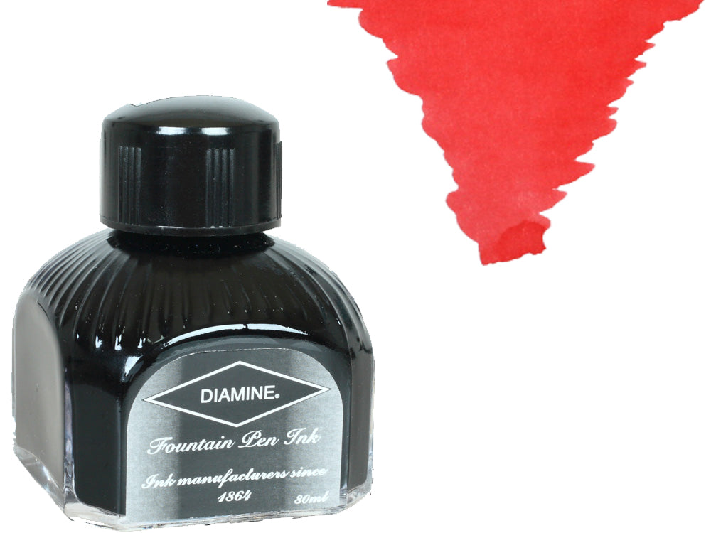 Diamine Tintenfass, 80ml., Passion Red, Italianische Glass Flasche