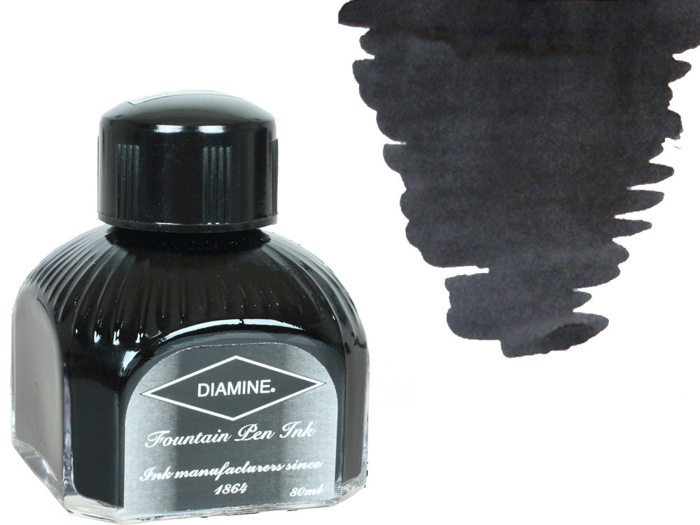 Diamine Tintenfass, 80ml., Quartz Black, Italianische Glass