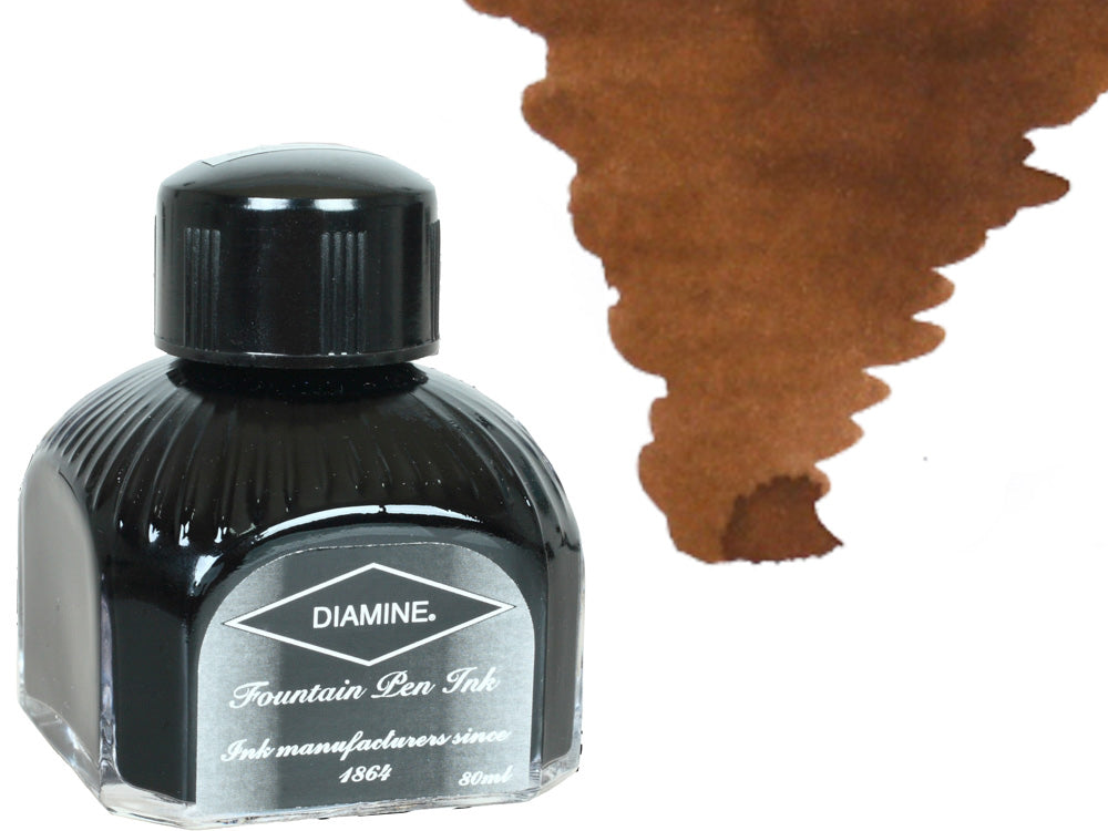 Diamine Tintenfass, 80ml., Raw Sienna, Italianische Glass Flasche