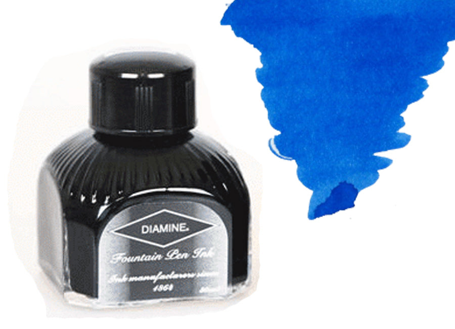 Diamine Tintenfass, 80ml., Royal Blue, Italianische Glass Flasche