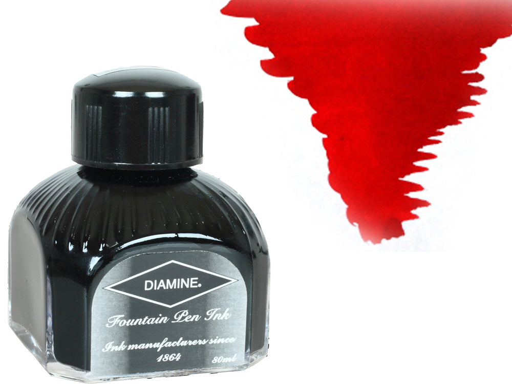 Diamine Tintenfass, 80ml., Crimson, Italianische Glass Flasche