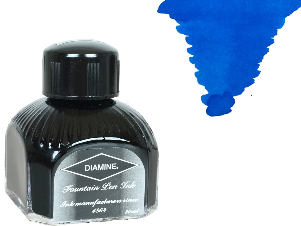 Diamine Tintenfass, 80ml., Mediterranean Blue, Italianische Glass Flasche