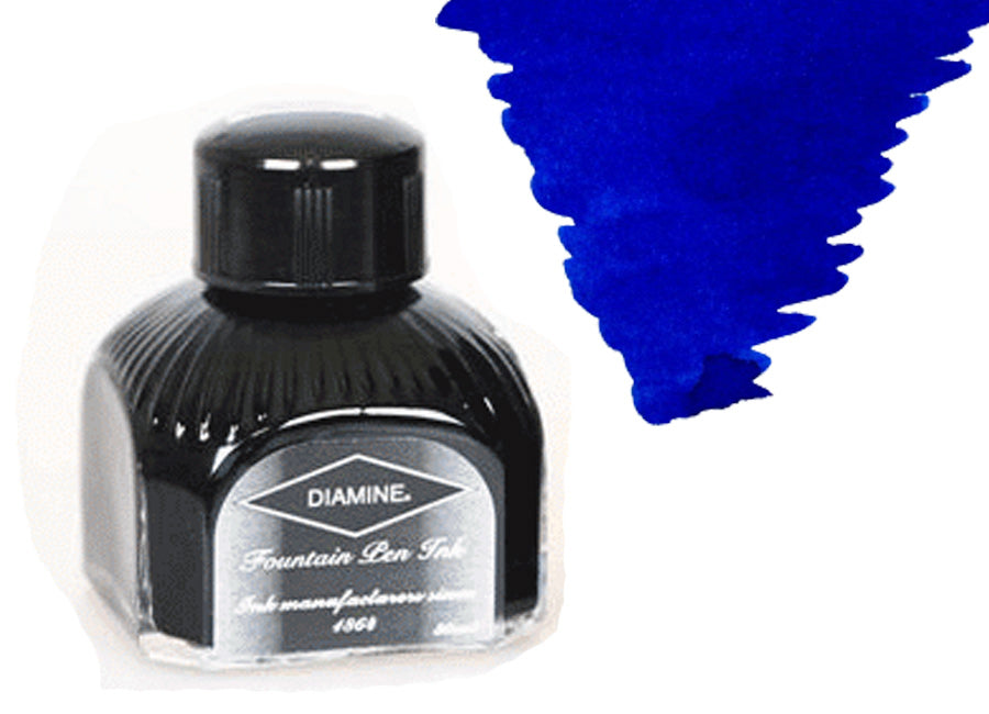 Diamine Tintenfass, 80ml., Sapphire Blue, Italianische Glass Flasche