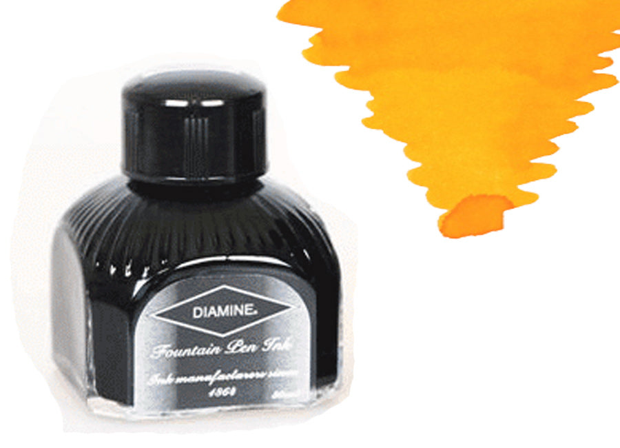 Diamine Tintenfass Sunshine Yellow, 80ml., Italianische Glass Flasche