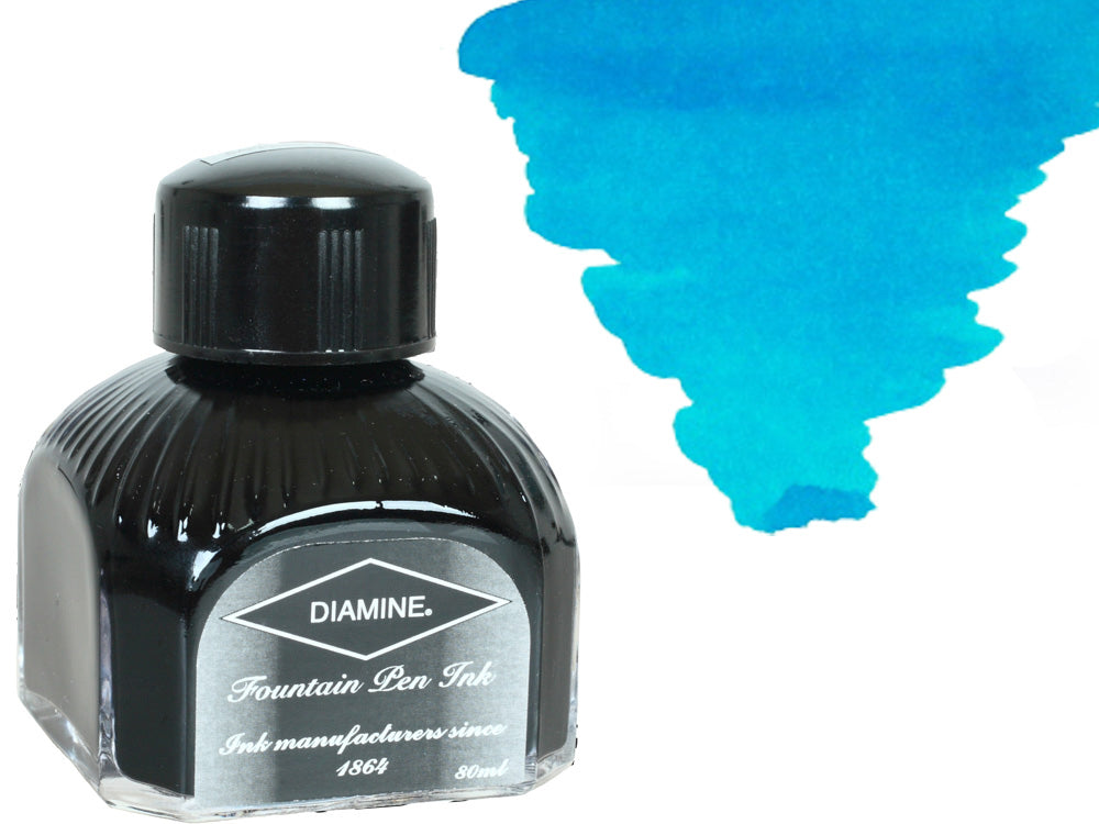 Diamine Tintenfass, 80ml., Turquoise, Italianische Glass Flasche