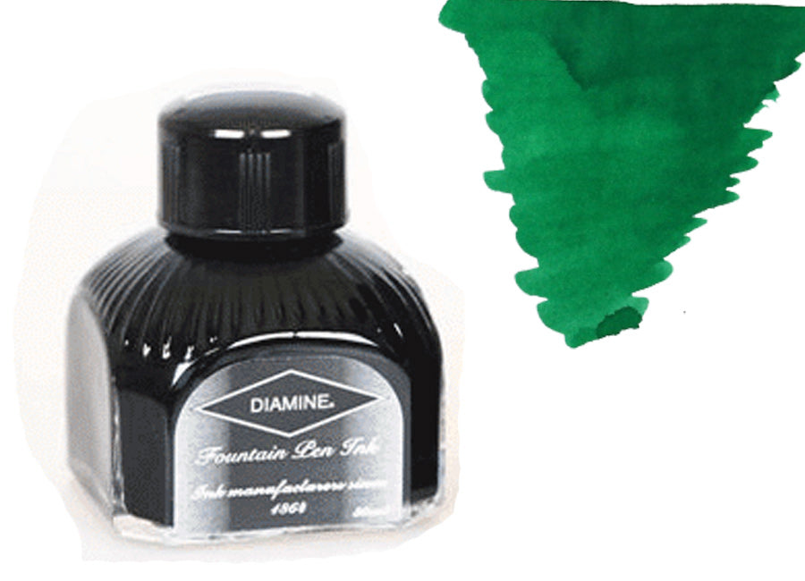 Diamine Tintenfass, 80ml., Ultra Green, Italianische Glass Flasche