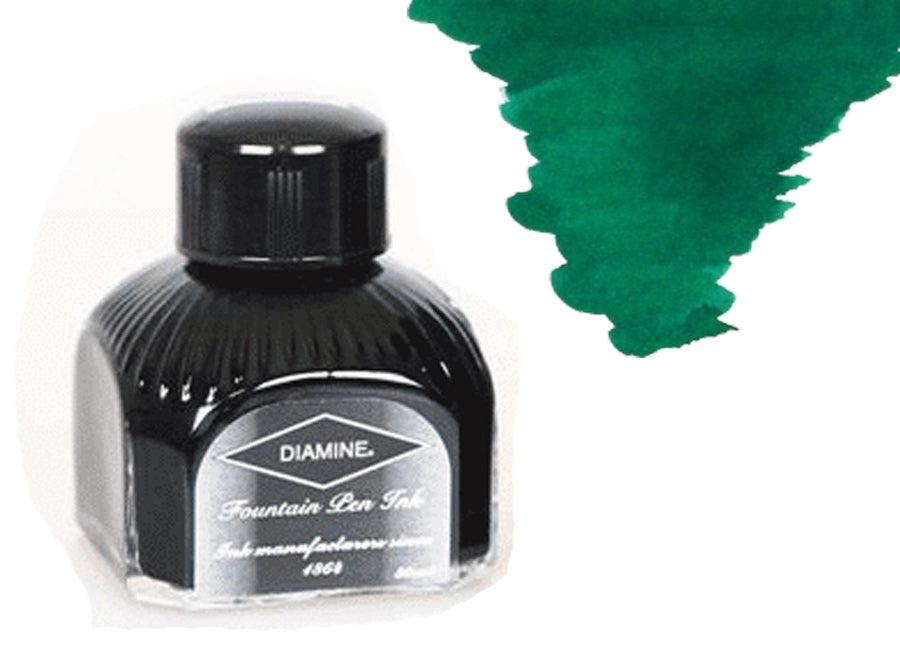 Diamine Tintenfass Woodland Green, 80ml, Italianische Glass Flasche