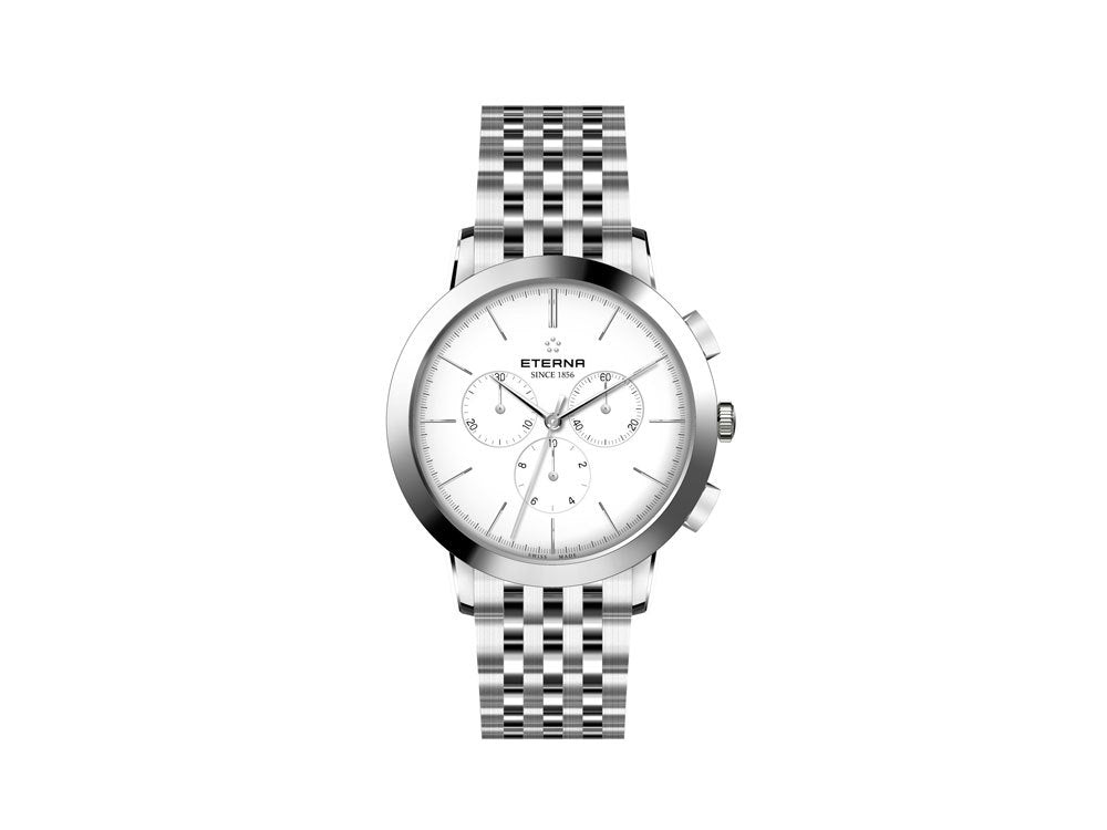 Eterna Eternity Quartz Uhr, Ronda 5040.B, 42mm, Chronograph, Stahlband