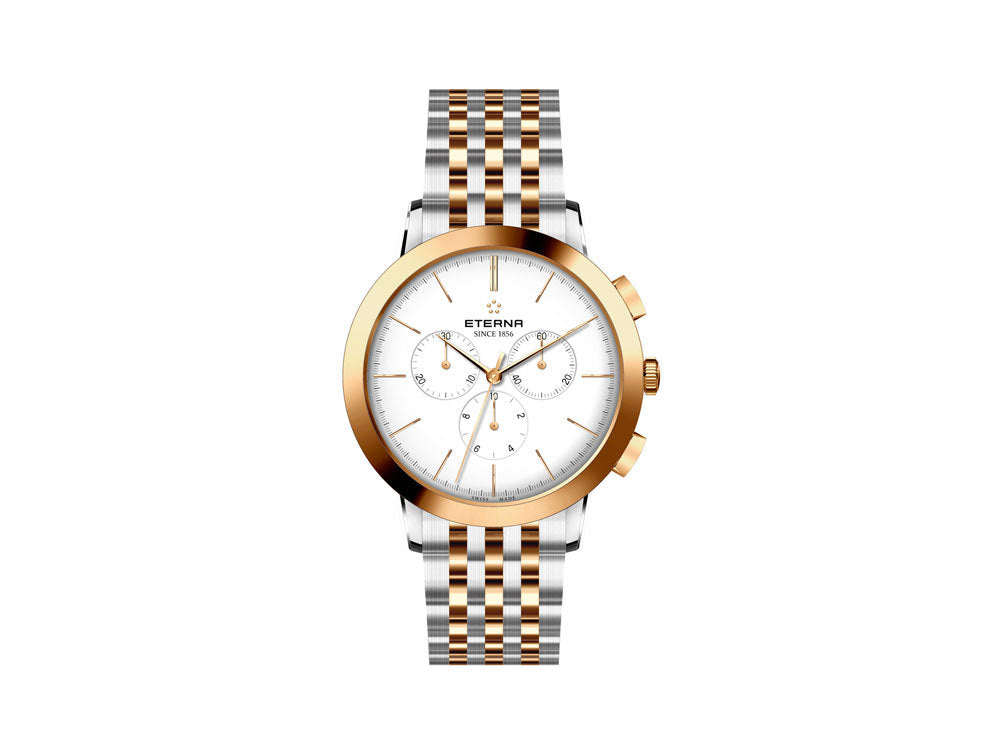 Eterna Eternity Quartz Uhr, Ronda 5040.B, 42mm, PVD Gold, Chronograph