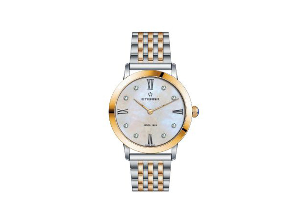 Eterna Eternity Lady Quartz Uhr, ETA 956.412, Roségoldm, PVD, Diamanten, 32mm