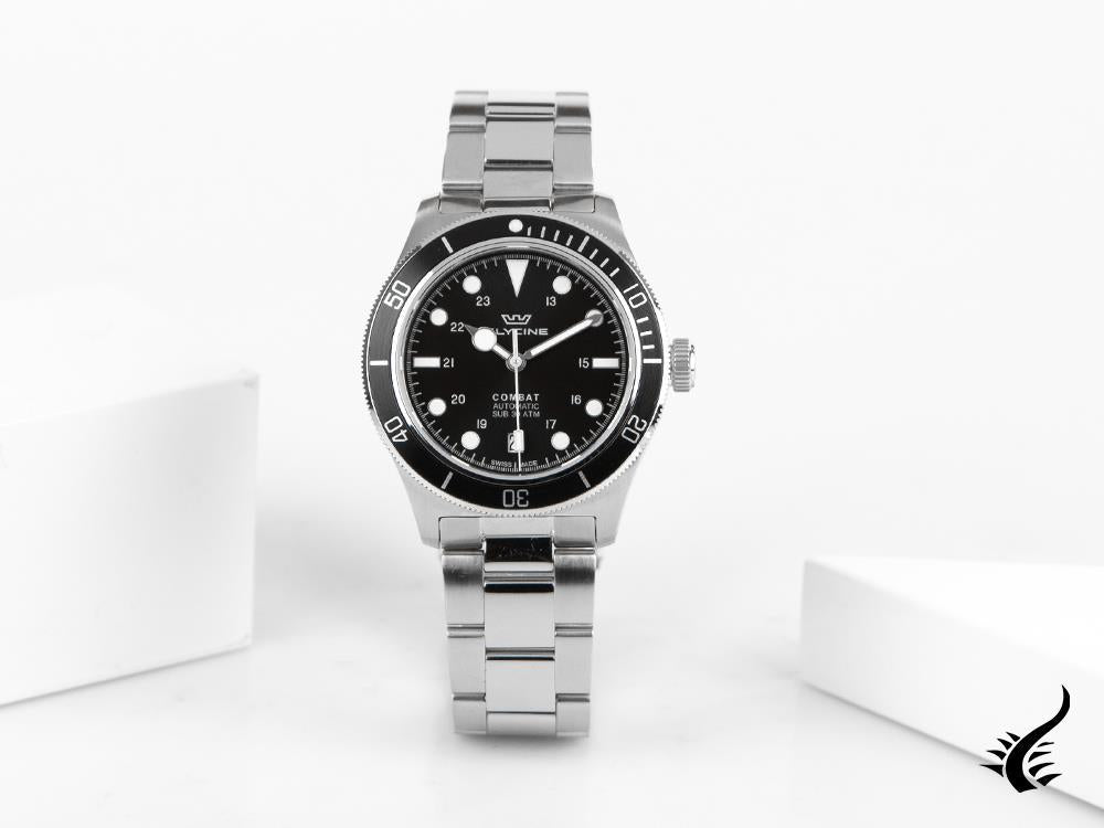 Glycine Combat Automatik Uhr, GL 224, Schwarz, 39 mm, GL0399