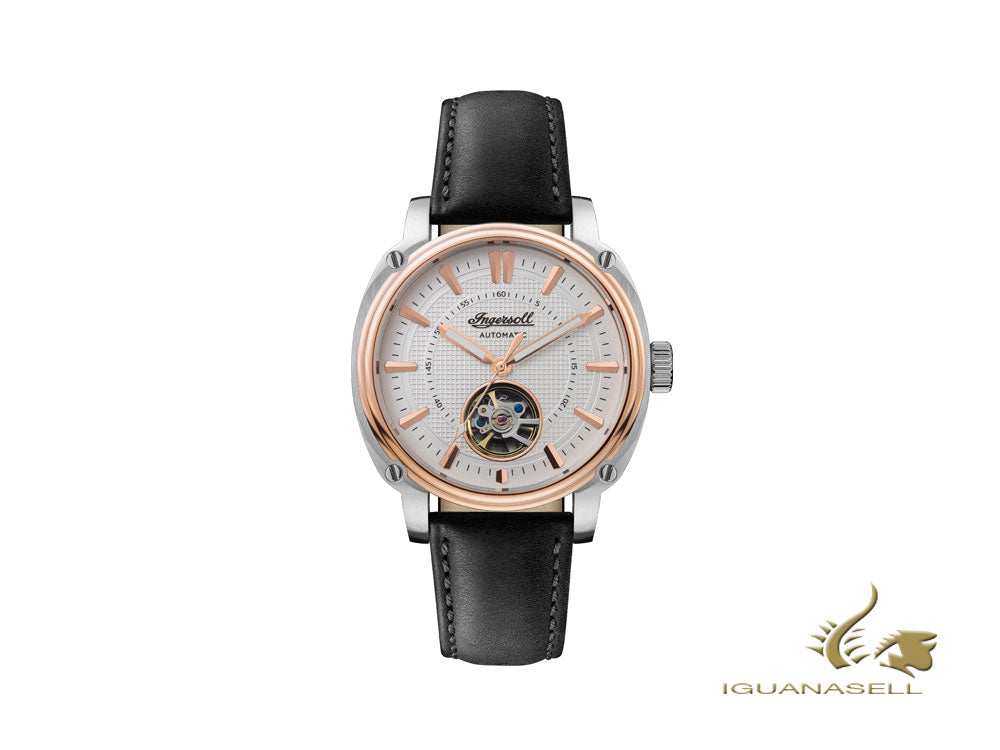 Ingersoll Director Automatik Uhr, 46 mm, Roségold, Weiss, Lederband, I08101