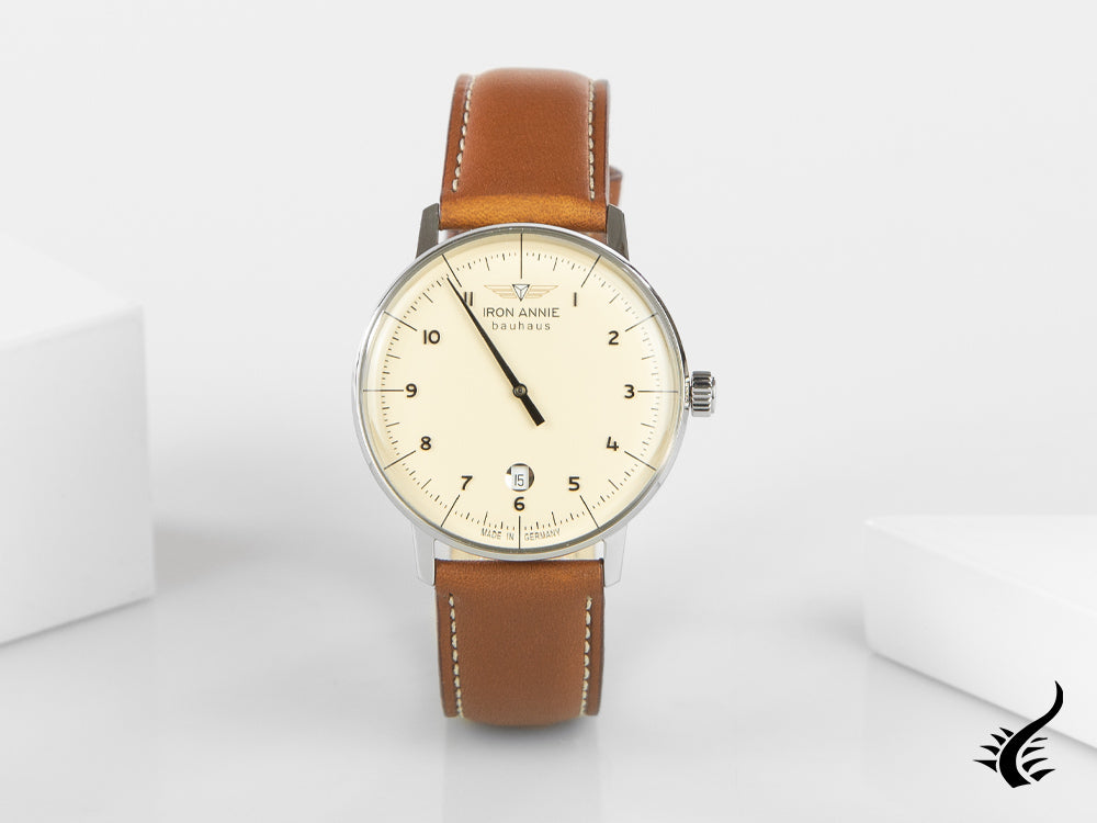 Iron Annie Bauhaus Quartz Uhr, Beige, 40 mm, Tag, 5042-5