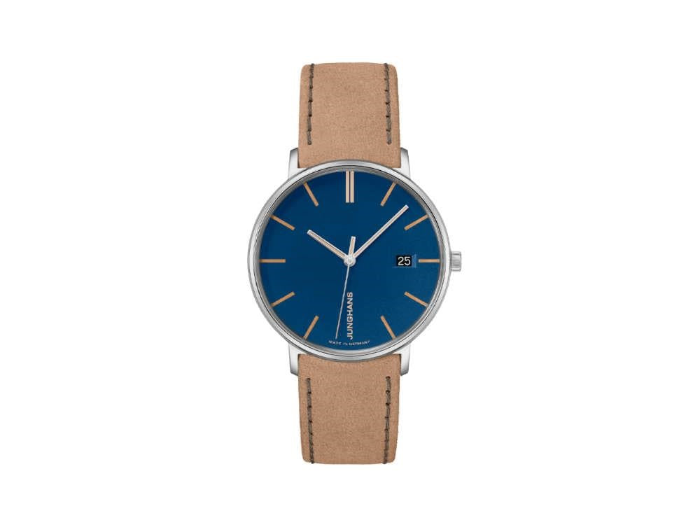 Junghans Form Damen Quartz Uhr, J645.36, 34.1 mm, Blau, Lederband, 047/4255.00