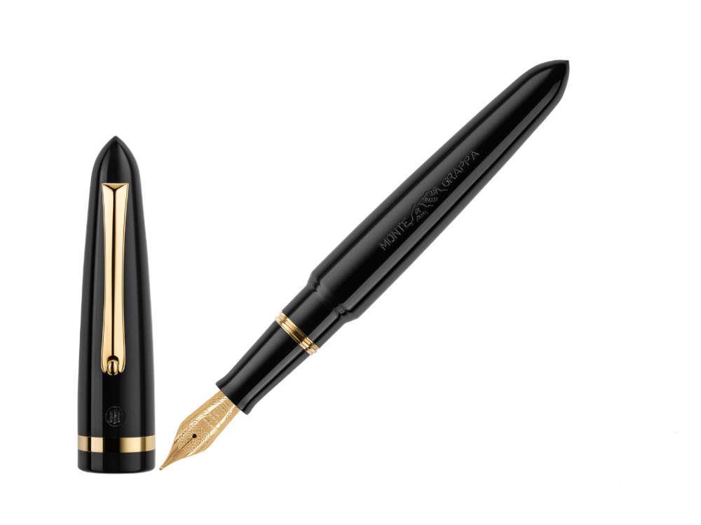 Montegrappa Venetia Füllfederhalter, Schwarz, Vergoldet, 14k, ISVEN-4C