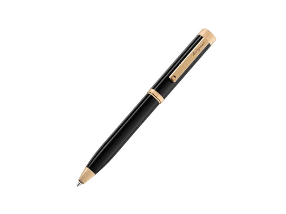 Montegrappa Quattro Kugelschreiber, Acryl-Edelharz, Vergoldet, Schwarz, ISZ4IBIY