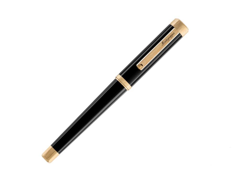 Montegrappa Quattro Roller, Acryl-Edelharz, Vergoldet, Schwarz, ISZ4IRIY