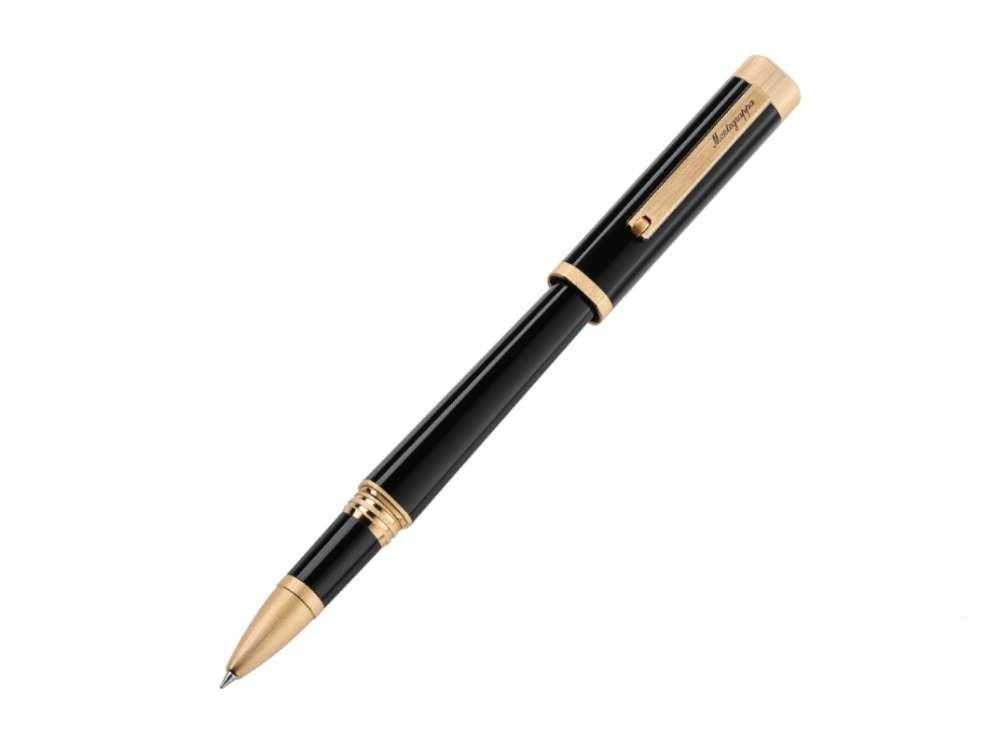 Montegrappa Quattro Roller, Acryl-Edelharz, Vergoldet, Schwarz, ISZ4IRIY
