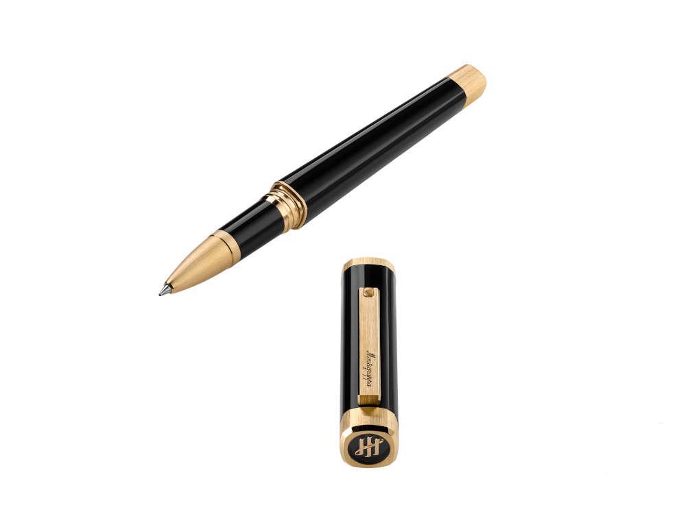 Montegrappa Quattro Roller, Acryl-Edelharz, Vergoldet, Schwarz, ISZ4IRIY