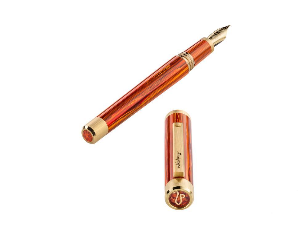 Montegrappa Zero Zodiac Leo Füllfederhalter, Edelstahl, ISZEZ-IY-O2