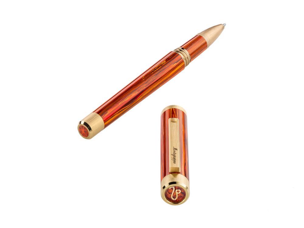 Montegrappa Zero Zodiac Leo Roller, PVD Gold, Orange, ISZEZRIY-O2