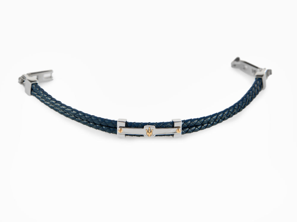 Maserati Gioielli Armband, Leder, Blau, Roségold PVD, JM422AVE10