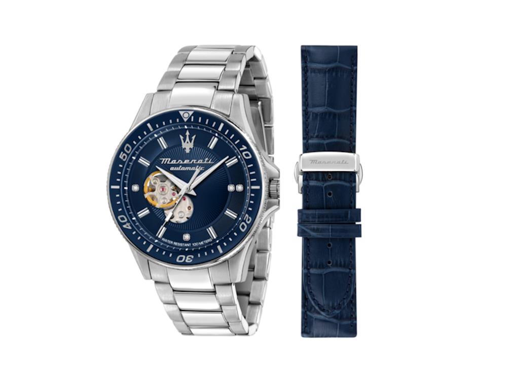 Maserati Sfida Automatik Uhr, Blau, 44 mm, Shapir-Glas, R8823140007