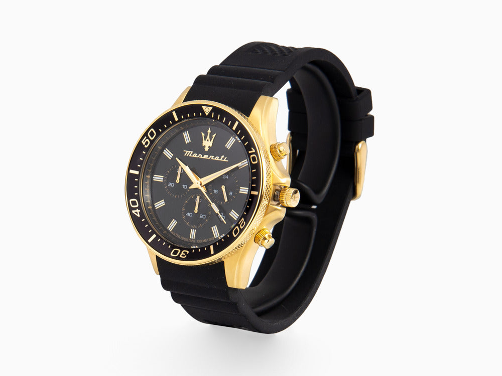 Maserati Sfida Quartz Uhr, PVD Gold, Schwarz, 44 mm, R8871640001