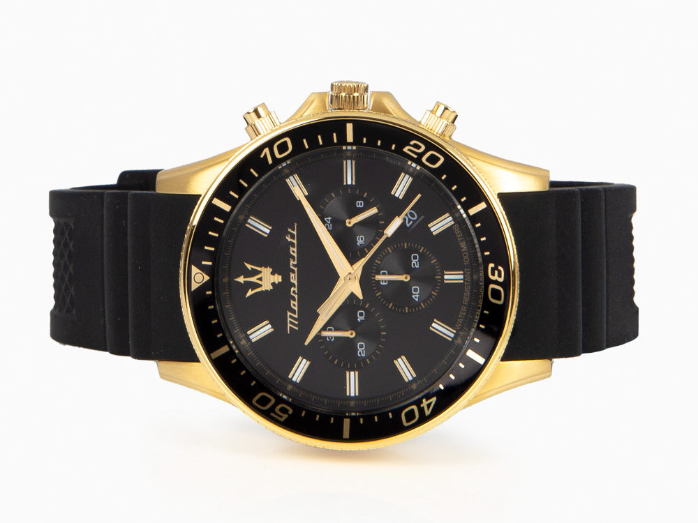 Maserati Sfida Quartz Uhr, PVD Gold, Schwarz, 44 mm, R8871640001