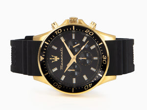 Maserati Sfida Quartz Uhr, PVD Gold, Schwarz, 44 mm, R8871640001
