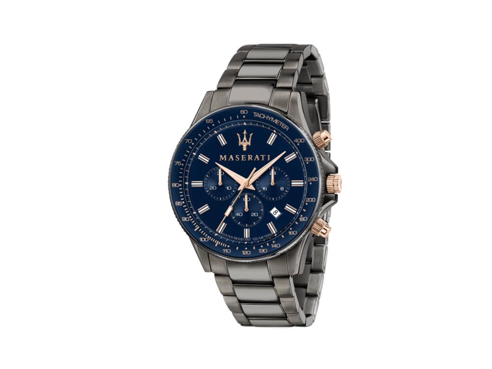 Maserati Sfida Quartz Uhr, PVD Gun Metal, Blau, 44 mm, Mineral Glas, R8873640001