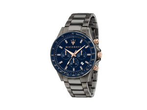 Maserati Sfida Quartz Uhr, PVD Gun Metal, Blau, 45 mm, Mineral 