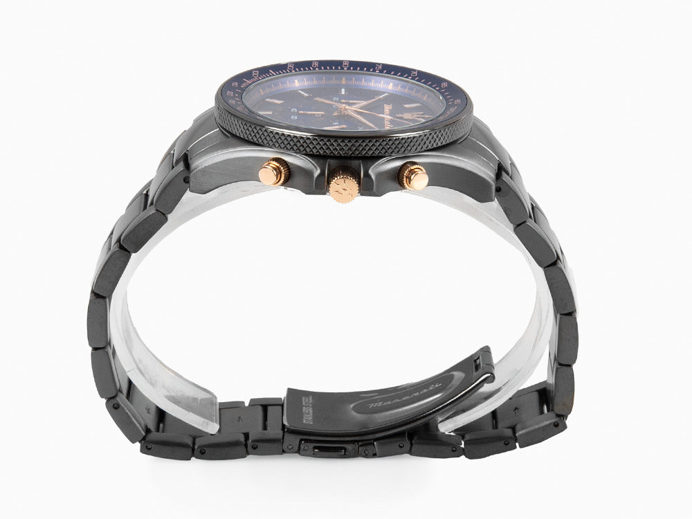 Maserati Sfida Quartz Uhr, PVD Gun Metal, Blau, 45 mm, Mineral 