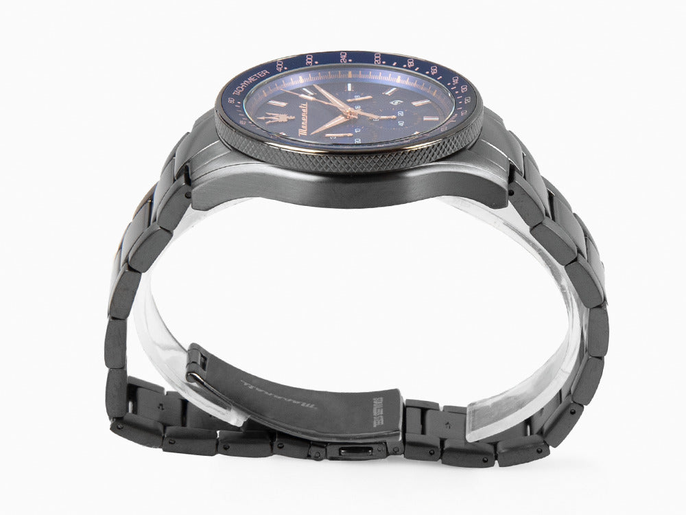 Maserati Sfida Quartz Uhr, PVD Gun Metal, Blau, 45 mm, Mineral 
